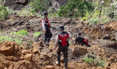 *Polres-Lumajang-Kerahkan-Unit-K9-Cari-Korban-Tertimbun-Longsor-di-Lumajang*
